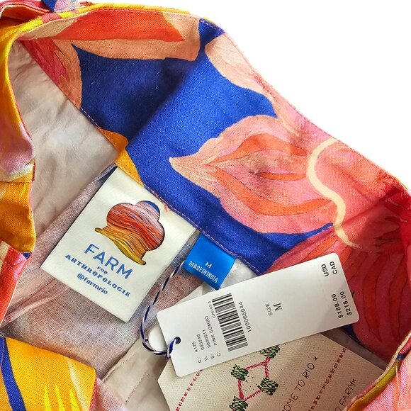 Farm Rio x Anthropologie Linen Blend Belted Bermuda Shorts, High Rise, Medium - Picture 7 of 11